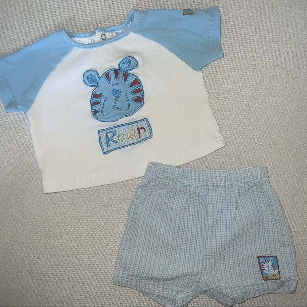 Miniwear Classics Vintage Baby Y2K Matching Set Seersucker 6-9 Months